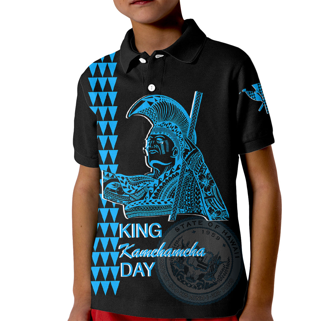 Custom Hawaii Kid Polo Shirt King Kamehameha Day - Blue LT6 - Wonder Print Shop