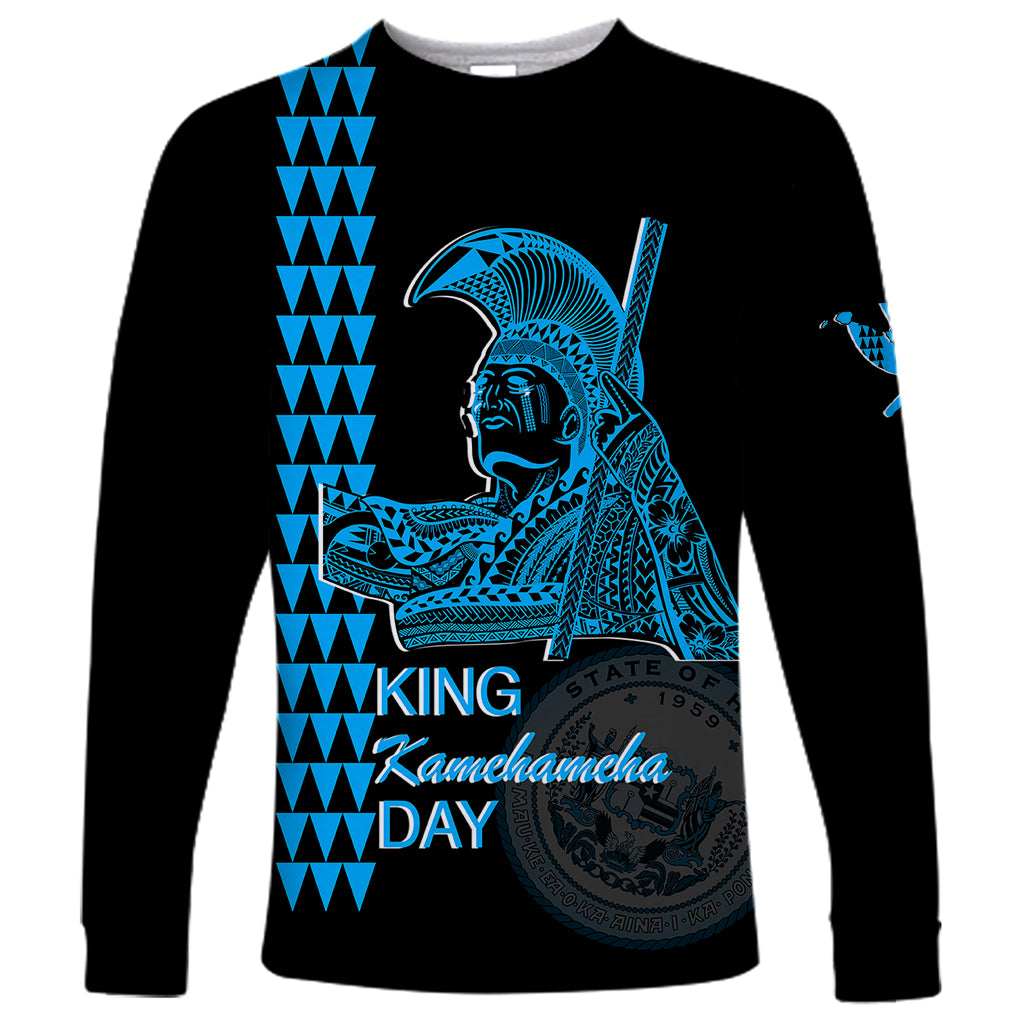 Custom Hawaii Long Sleeve Shirt King Kamehameha Day - Blue LT6 - Wonder Print Shop