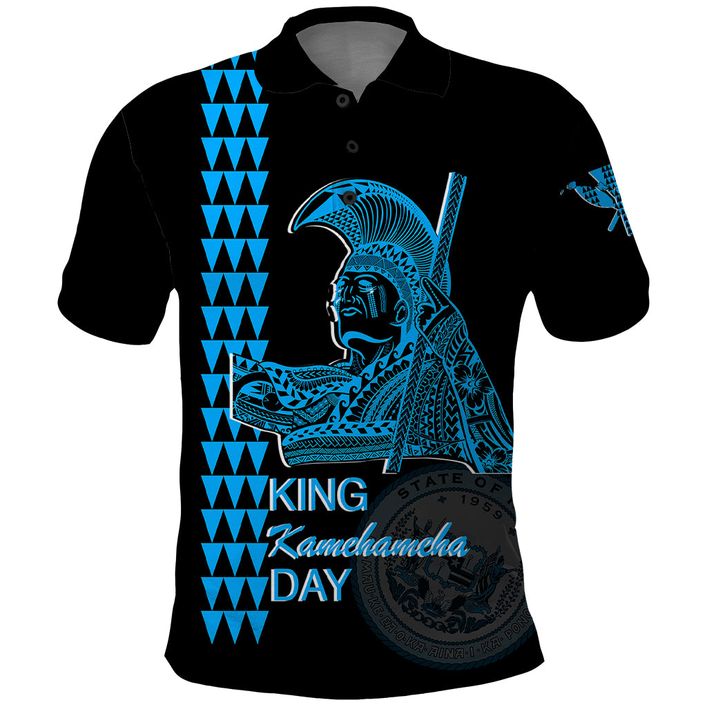 Custom Hawaii Polo Shirt King Kamehameha Day - Blue LT6 - Wonder Print Shop