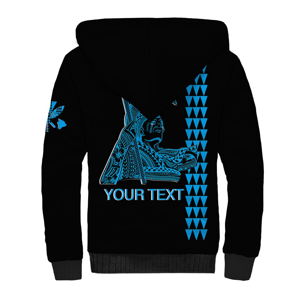 Custom Hawaii Sherpa Hoodie King Kamehameha Day - Blue LT6 - Wonder Print Shop