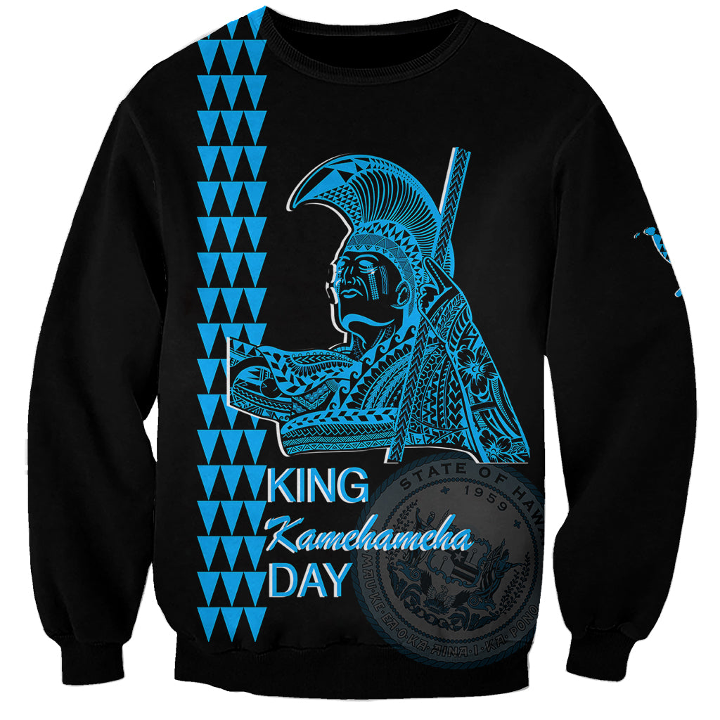 Custom Hawaii Sweatshirt King Kamehameha Day - Blue LT6 - Wonder Print Shop