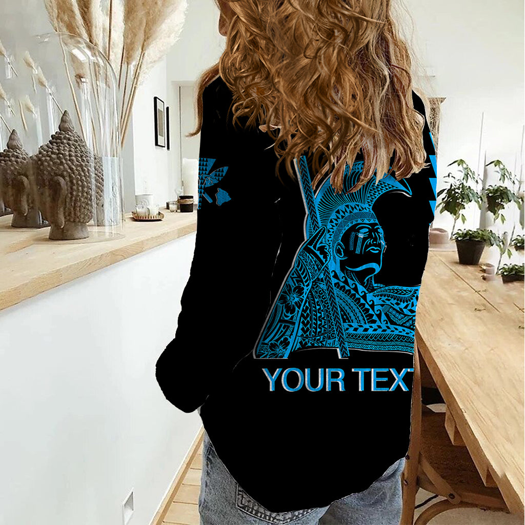 Custom Hawaii Women Casual Shirt King Kamehameha Day - Blue LT6 - Wonder Print Shop