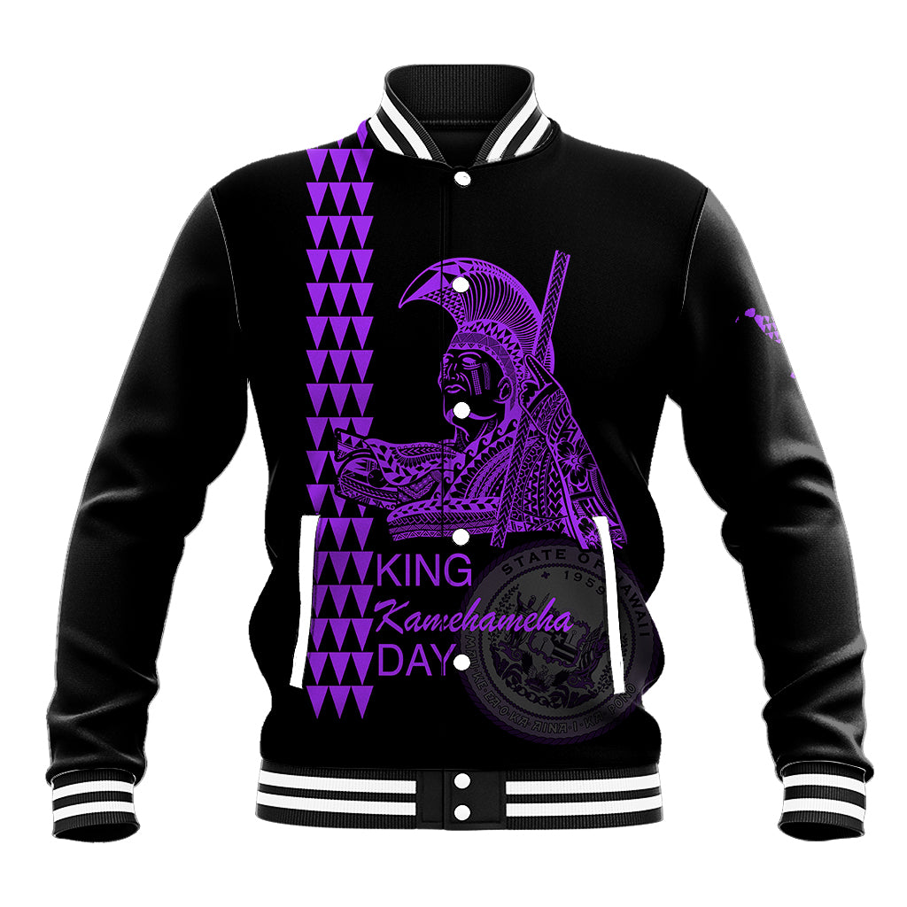 Custom Hawaii Baseball Jacket King Kamehameha Day - Purple LT6 - Wonder Print Shop