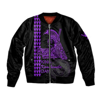 Custom Hawaii Bomber Jacket King Kamehameha Day - Purple LT6 - Wonder Print Shop