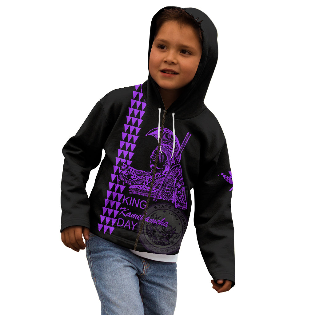 Custom Hawaii Kid Hoodie King Kamehameha Day - Purple LT6 - Wonder Print Shop