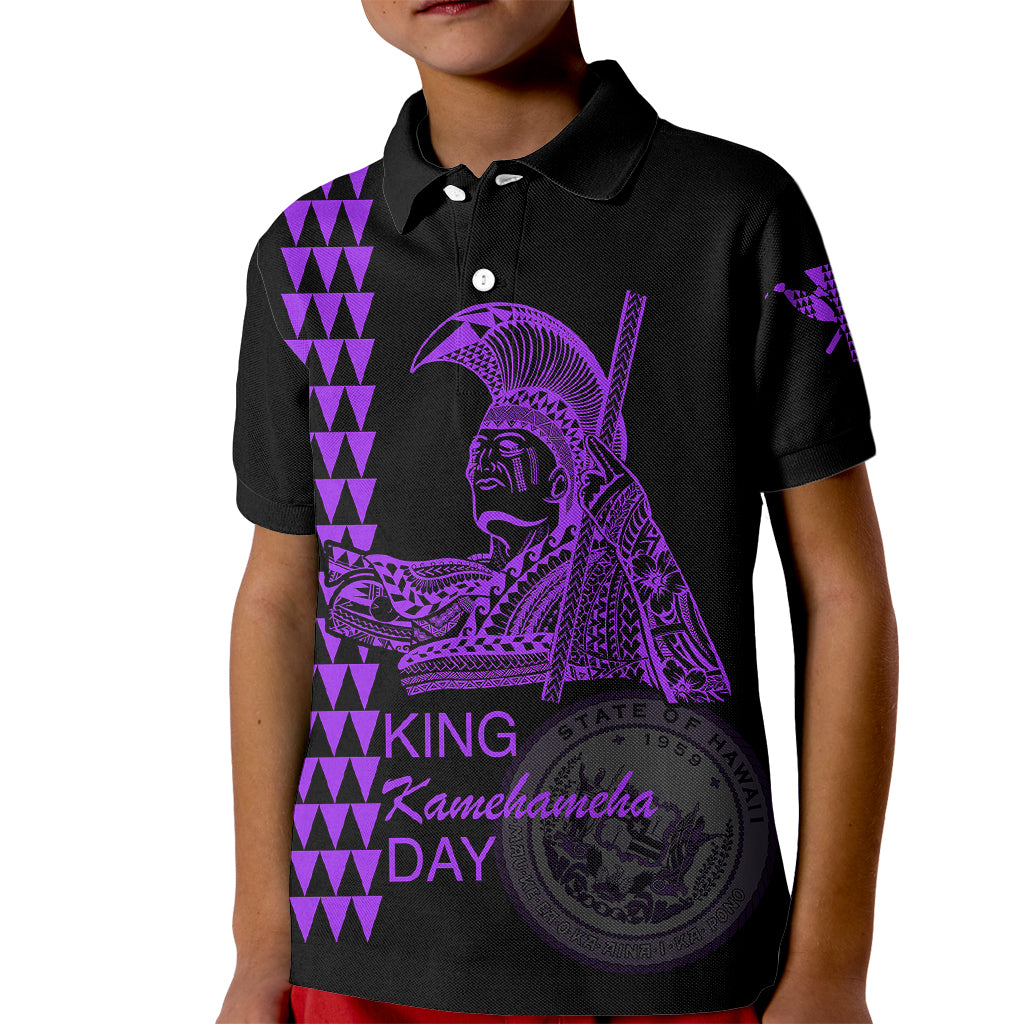 Custom Hawaii Kid Polo Shirt King Kamehameha Day - Purple LT6 - Wonder Print Shop