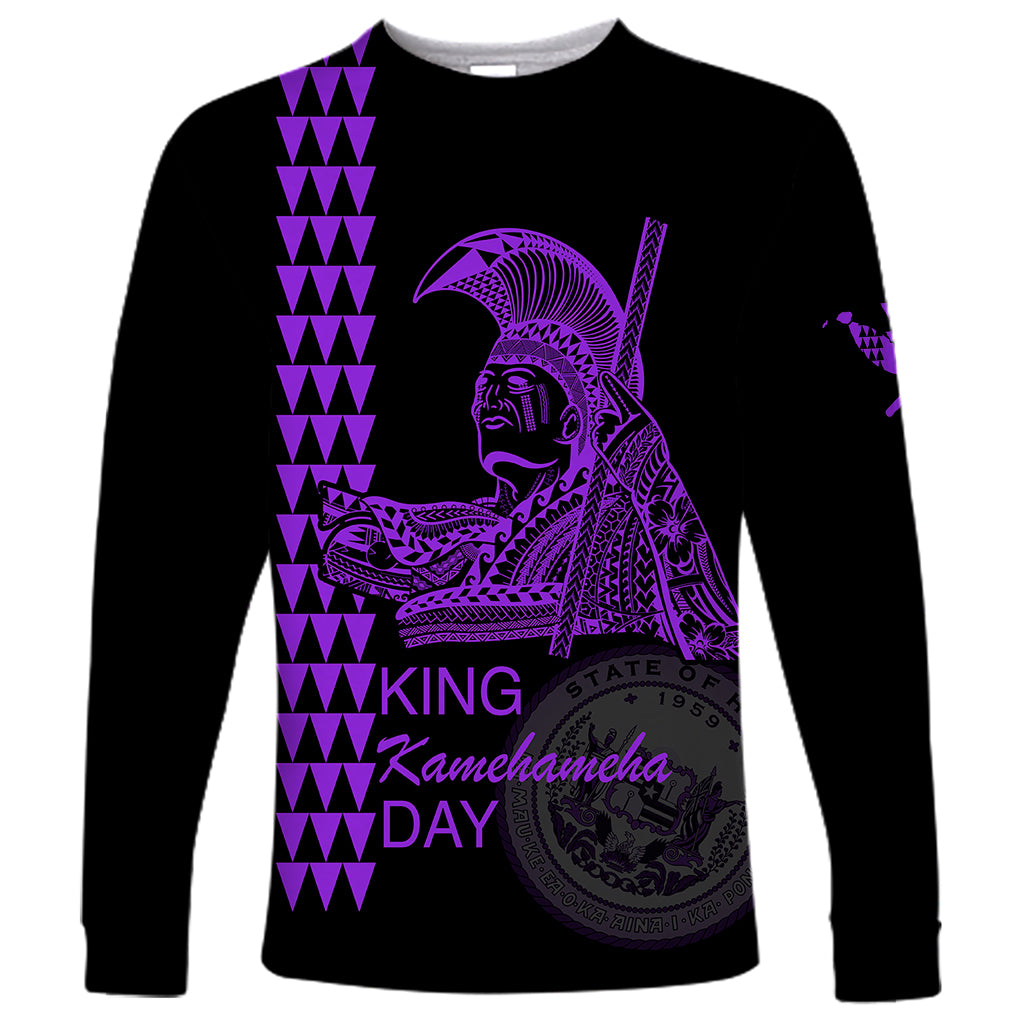 Custom Hawaii Long Sleeve Shirt King Kamehameha Day - Purple LT6 - Wonder Print Shop