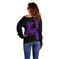 Custom Hawaii Off Shoulder Sweater King Kamehameha Day - Purple LT6 - Wonder Print Shop