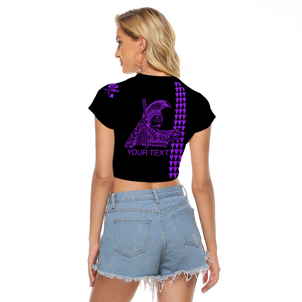 Custom Hawaii Raglan Cropped T Shirt King Kamehameha Day - Purple LT6 - Wonder Print Shop