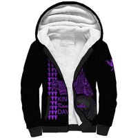 Custom Hawaii Sherpa Hoodie King Kamehameha Day - Purple LT6 - Wonder Print Shop
