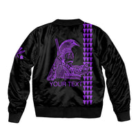 Custom Hawaii Sleeve Zip Bomber Jacket King Kamehameha Day - Purple LT6 - Wonder Print Shop