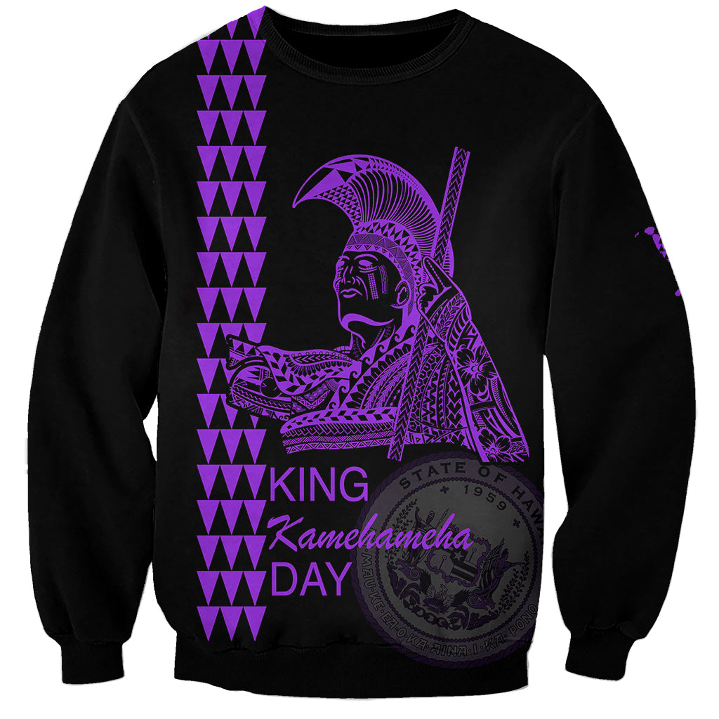 Custom Hawaii Sweatshirt King Kamehameha Day - Purple LT6 - Wonder Print Shop