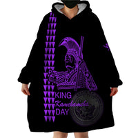 Custom Hawaii Wearable Blanket Hoodie King Kamehameha Day - Purple LT6 - Wonder Print Shop