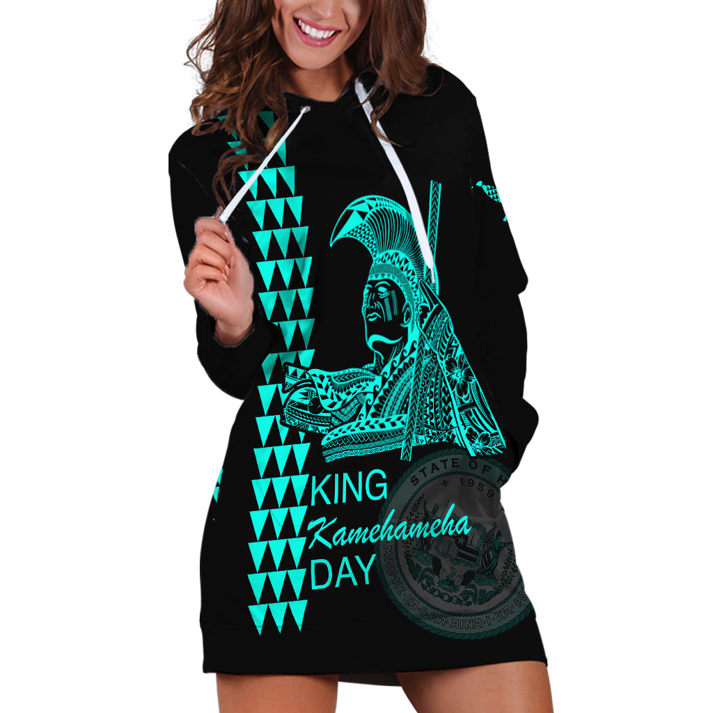 Custom Hawaii Hoodie Dress King Kamehameha Day - Green LT6 - Wonder Print Shop