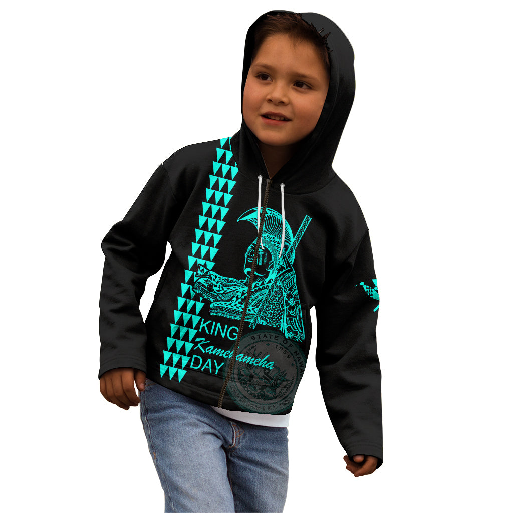 Custom Hawaii Kid Hoodie King Kamehameha Day - Green LT6 - Wonder Print Shop