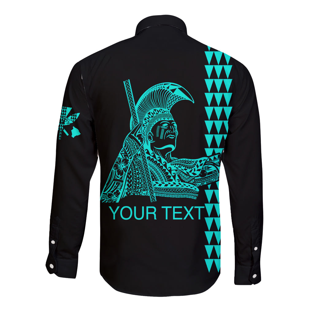 Custom Hawaii Long Sleeve Button Shirt King Kamehameha Day - Green LT6 - Wonder Print Shop
