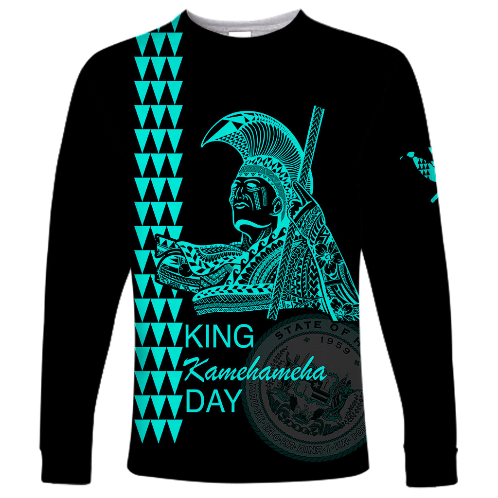 Custom Hawaii Long Sleeve Shirt King Kamehameha Day - Green LT6 - Wonder Print Shop