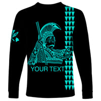 Custom Hawaii Long Sleeve Shirt King Kamehameha Day - Green LT6 - Wonder Print Shop