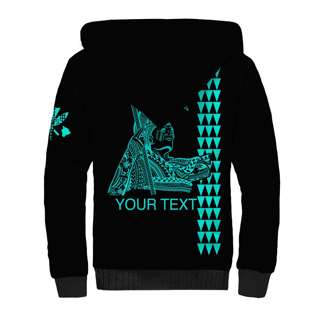 Custom Hawaii Sherpa Hoodie King Kamehameha Day - Green LT6 - Wonder Print Shop