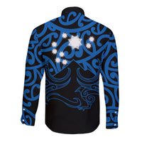 Matariki New Zealand Long Sleeve Button Shirt Maori New Year Blue LT6 - Wonder Print Shop