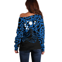 Matariki New Zealand Off Shoulder Sweater Maori New Year Blue LT6 - Wonder Print Shop