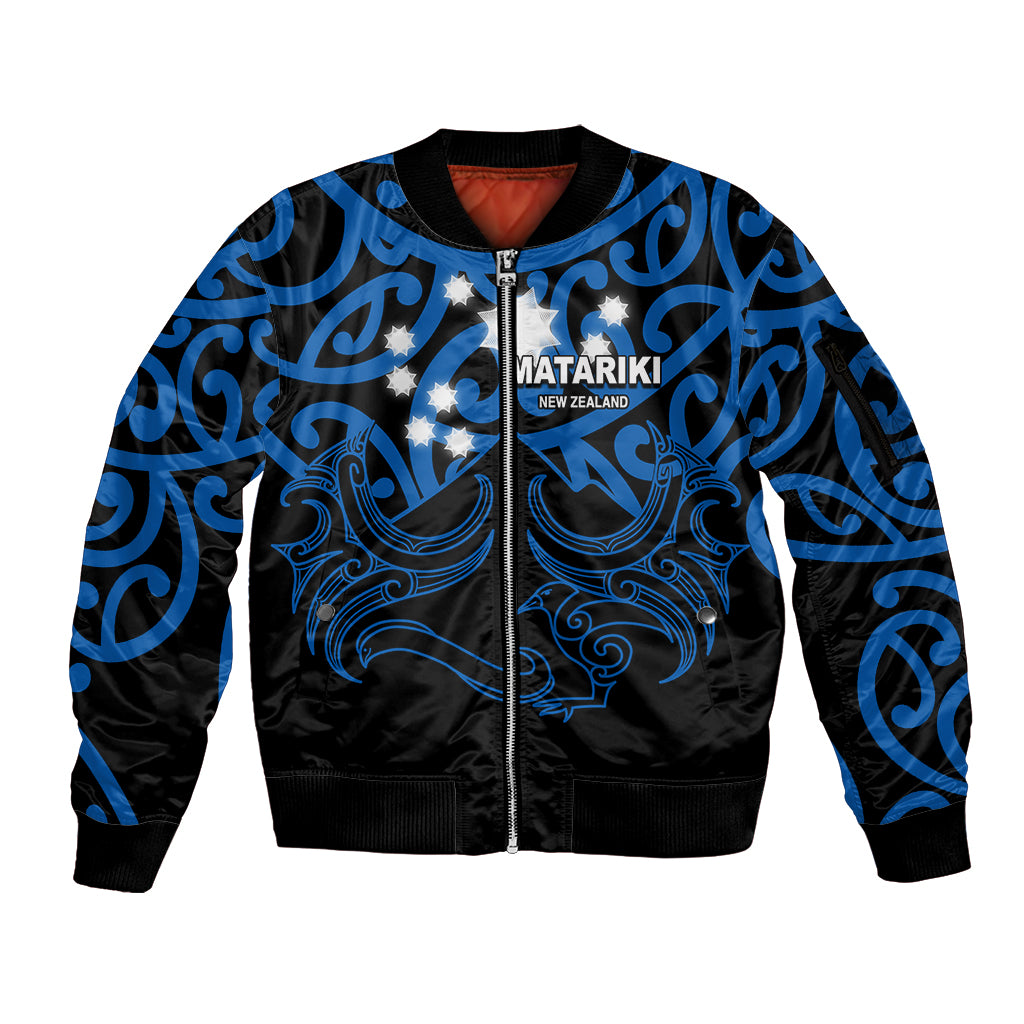 Matariki New Zealand Sleeve Zip Bomber Jacket Maori New Year Blue LT6 - Wonder Print Shop