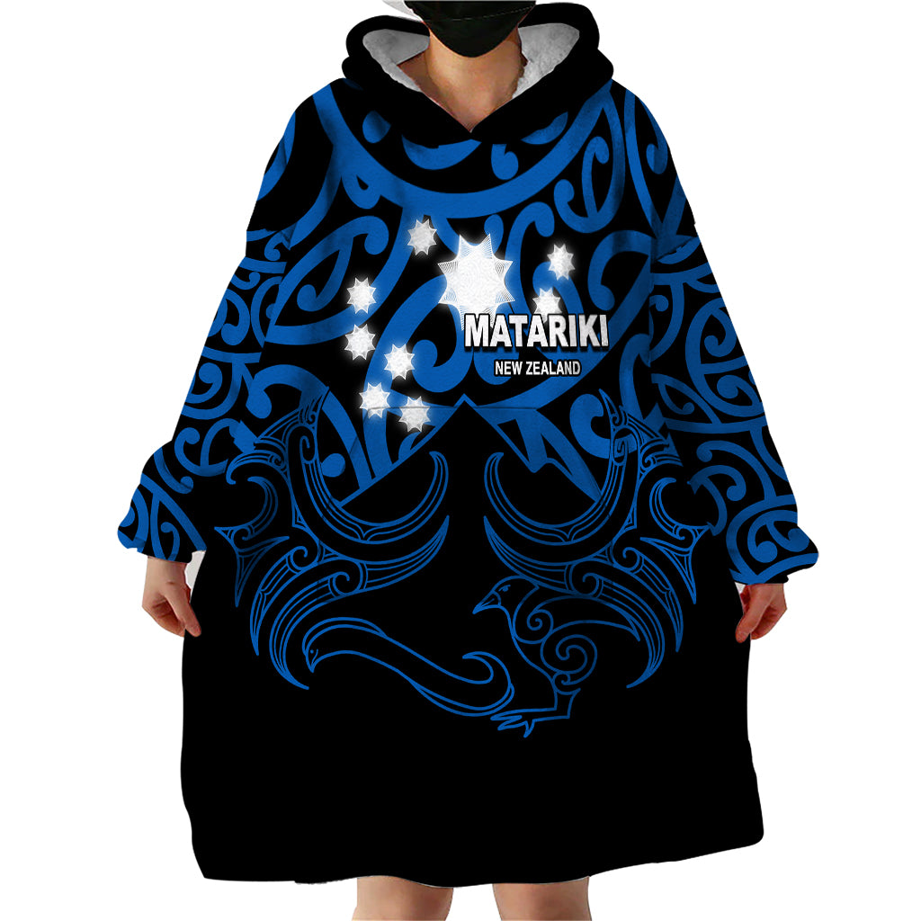 Matariki New Zealand Wearable Blanket Hoodie Maori New Year Blue LT6 - Wonder Print Shop