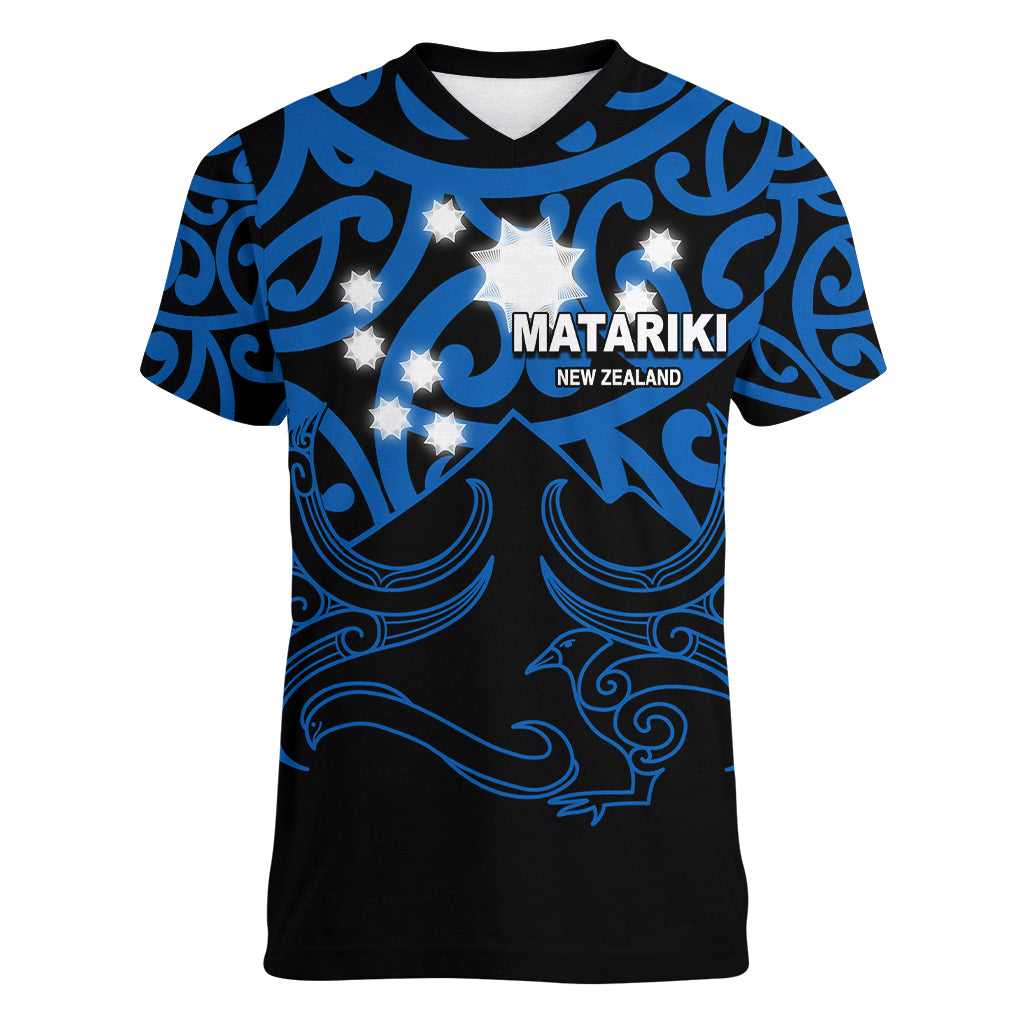 Matariki New Zealand Women V Neck T Shirt Maori New Year Blue LT6 - Wonder Print Shop