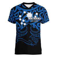 Matariki New Zealand Women V Neck T Shirt Maori New Year Blue LT6 - Wonder Print Shop