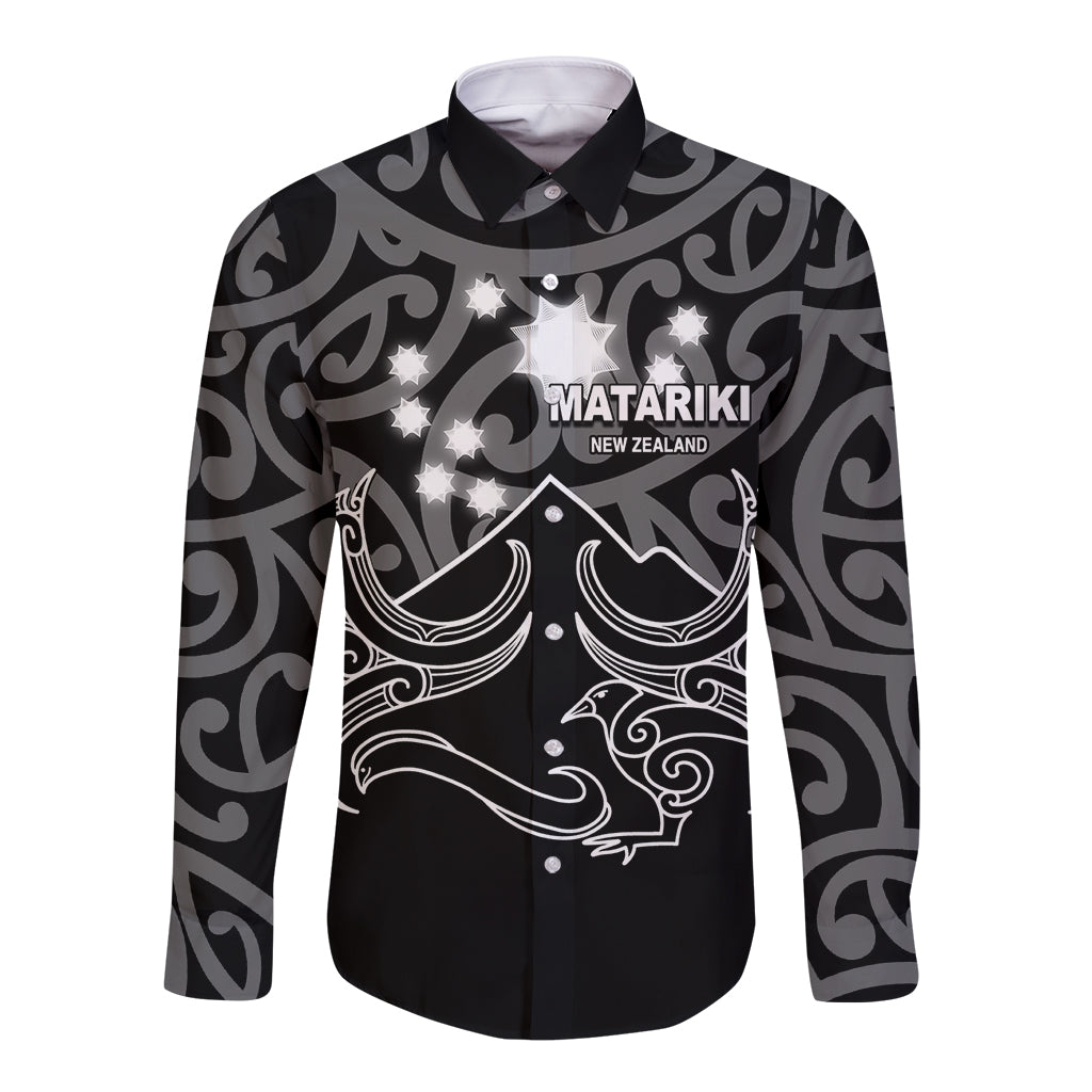 Matariki New Zealand Long Sleeve Button Shirt Maori New Year White LT6 - Wonder Print Shop