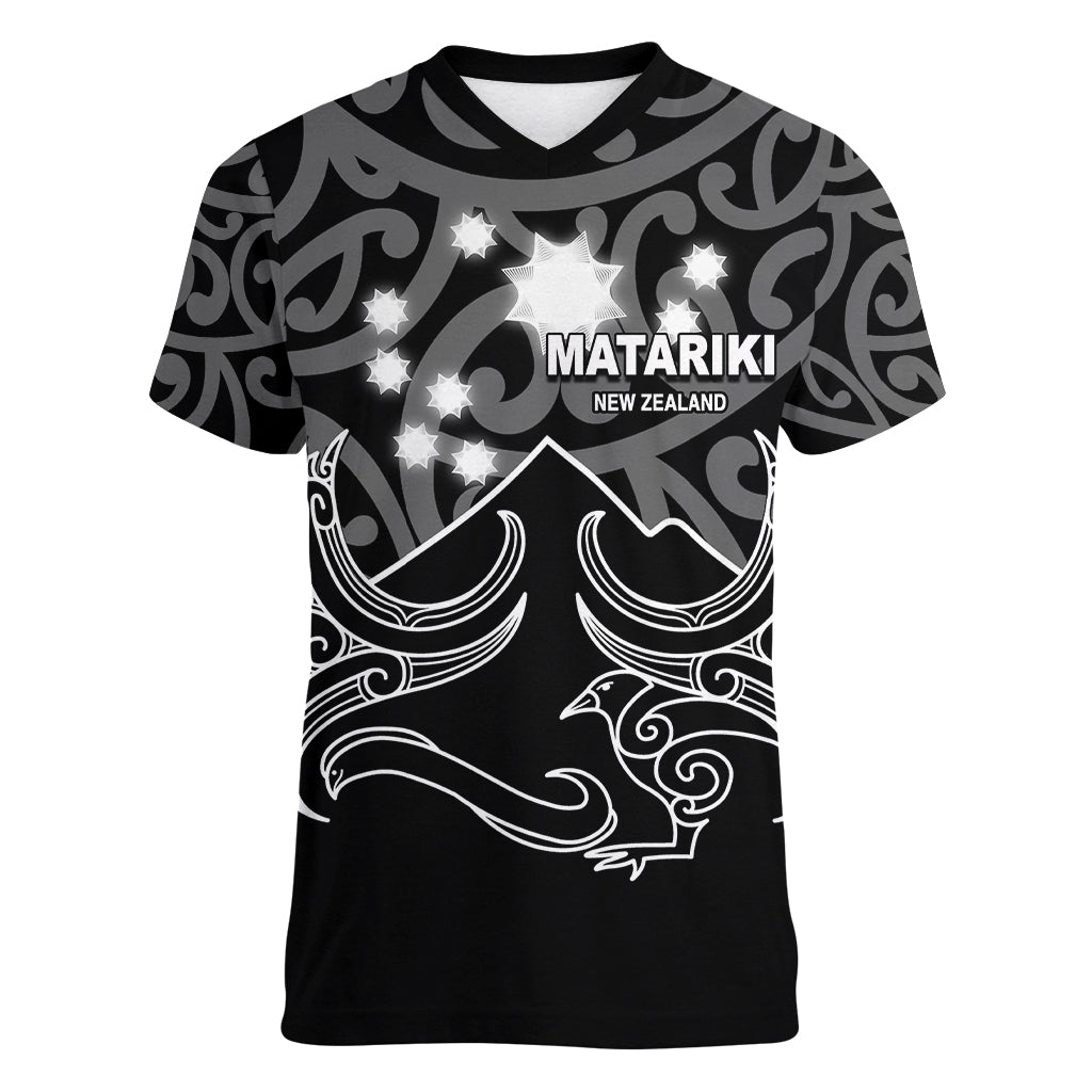 Matariki New Zealand Women V Neck T Shirt Maori New Year White LT6 - Wonder Print Shop