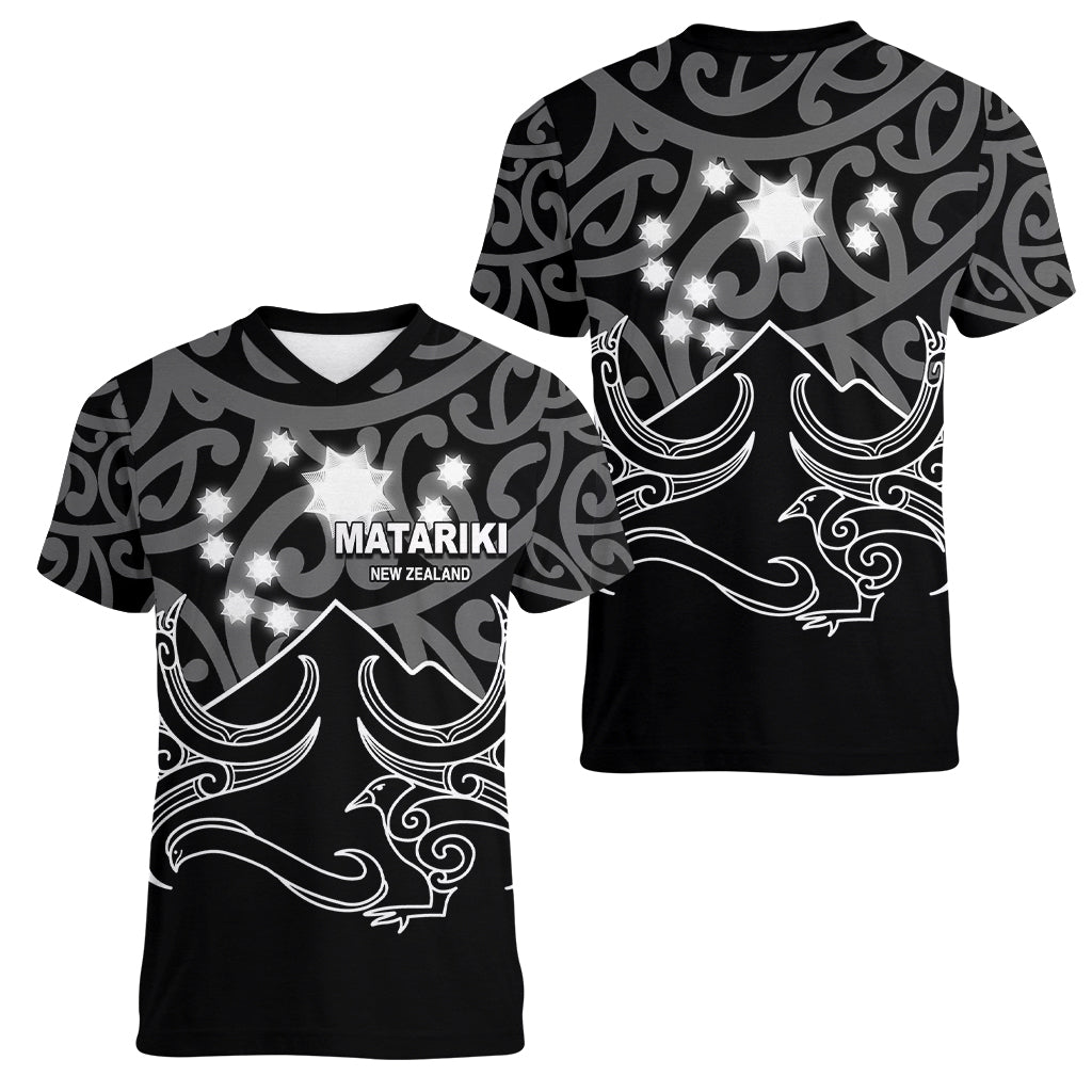 Matariki New Zealand Women V Neck T Shirt Maori New Year White LT6 - Wonder Print Shop