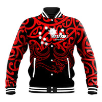 Matariki New Zealand Baseball Jacket Maori New Year Red LT6 - Wonder Print Shop