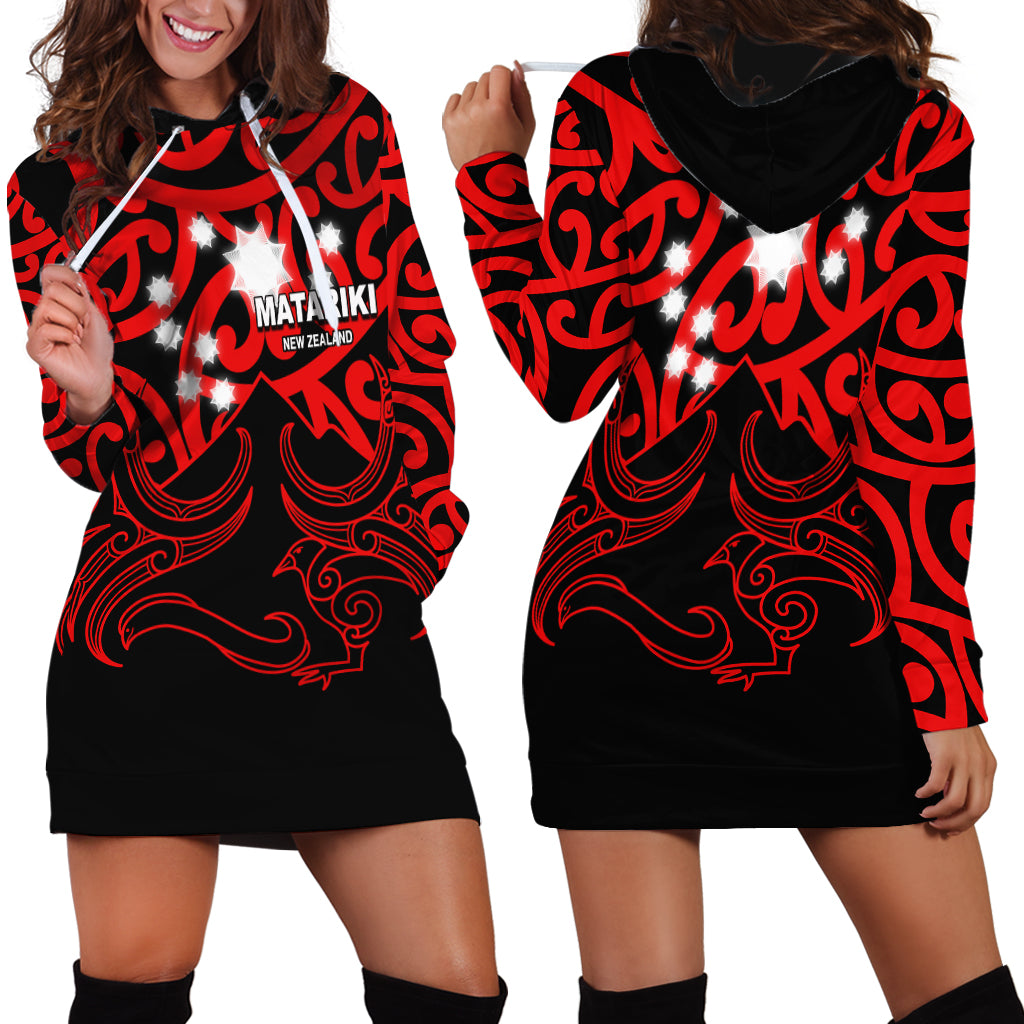 Matariki New Zealand Hoodie Dress Maori New Year Red LT6 - Wonder Print Shop