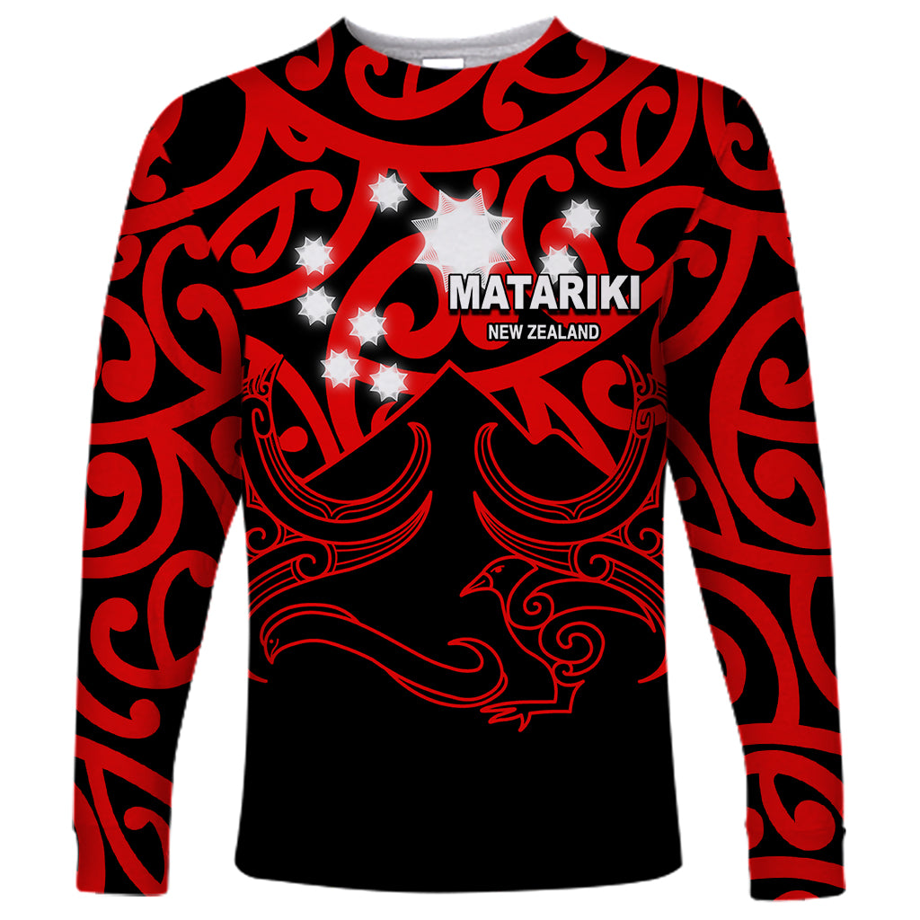 Matariki New Zealand Long Sleeve Shirt Maori New Year Red LT6 - Wonder Print Shop