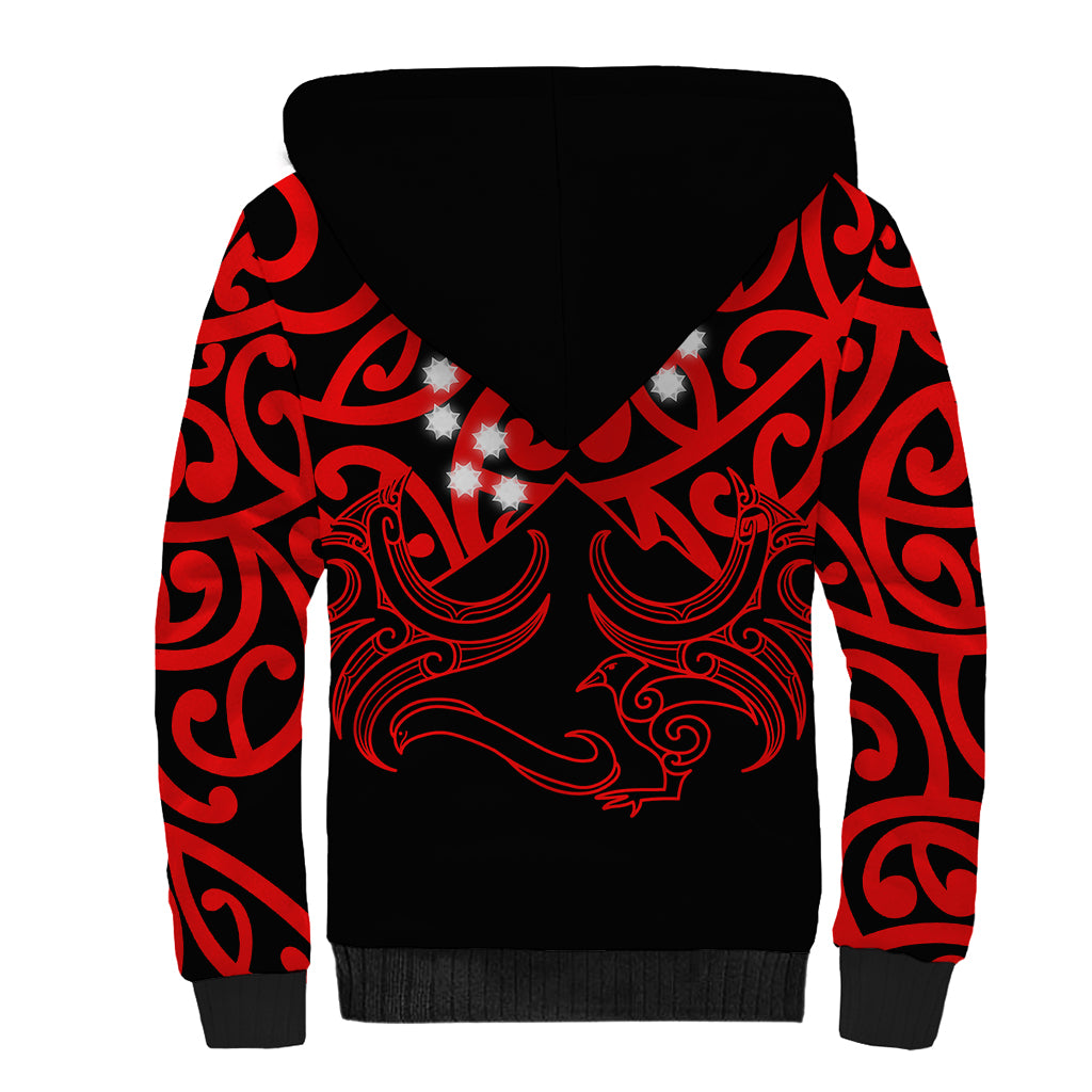 Matariki New Zealand Sherpa Hoodie Maori New Year Red LT6 - Wonder Print Shop
