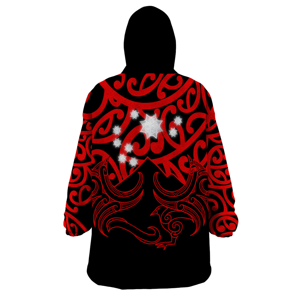 Matariki New Zealand Wearable Blanket Hoodie Maori New Year Red LT6 - Wonder Print Shop