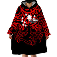 Matariki New Zealand Wearable Blanket Hoodie Maori New Year Red LT6 - Wonder Print Shop