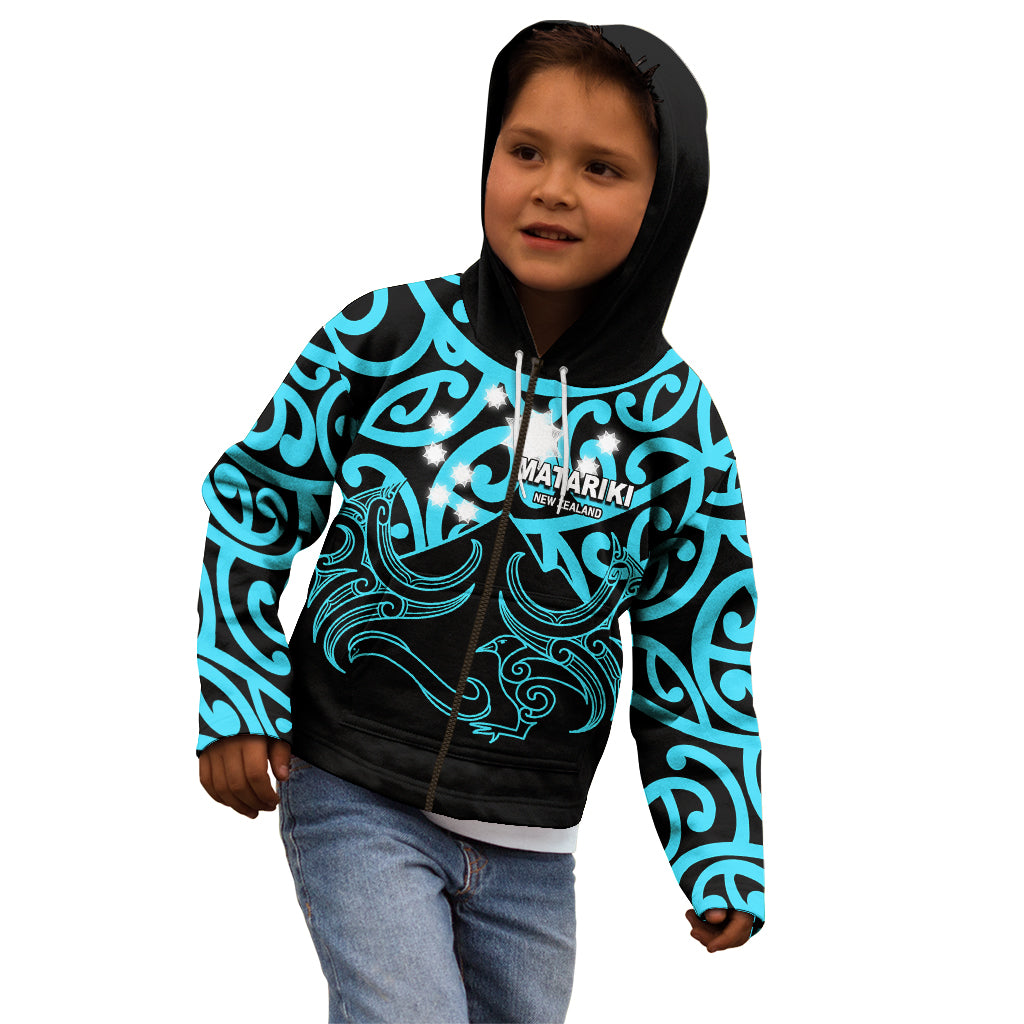 Matariki New Zealand Kid Hoodie Maori New Year Light Blue LT6 - Wonder Print Shop