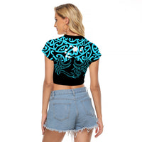 Matariki New Zealand Raglan Cropped T Shirt Maori New Year Light Blue LT6 - Wonder Print Shop