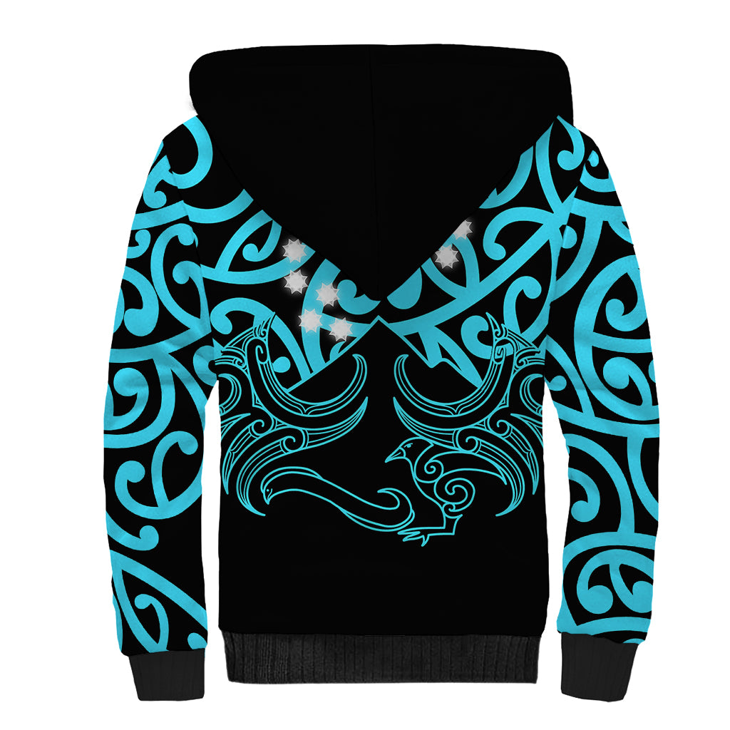 Matariki New Zealand Sherpa Hoodie Maori New Year Light Blue LT6 - Wonder Print Shop