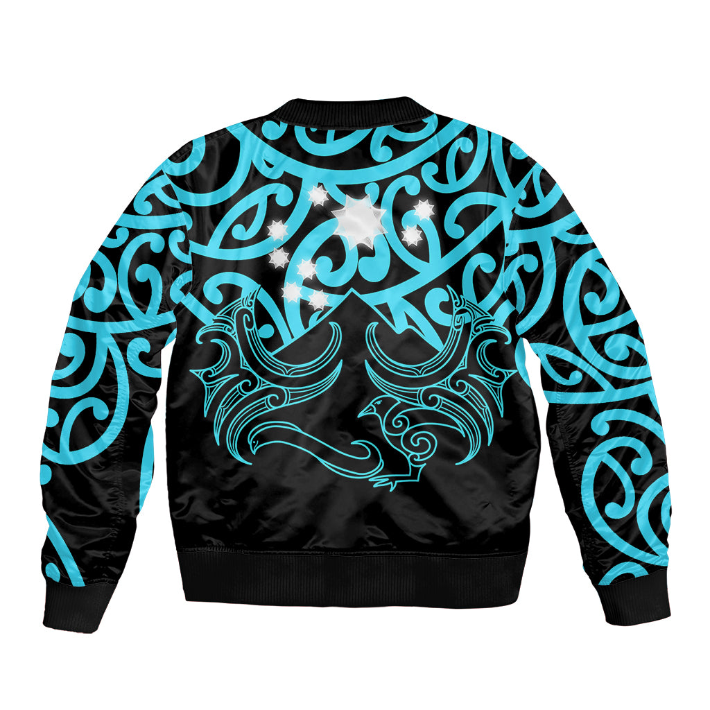 Matariki New Zealand Sleeve Zip Bomber Jacket Maori New Year Light Blue LT6 - Wonder Print Shop