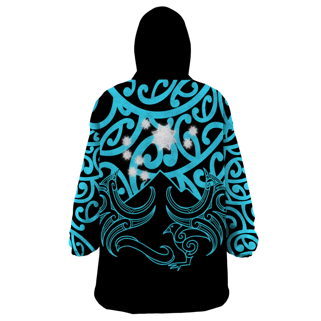 Matariki New Zealand Wearable Blanket Hoodie Maori New Year Light Blue LT6 - Wonder Print Shop