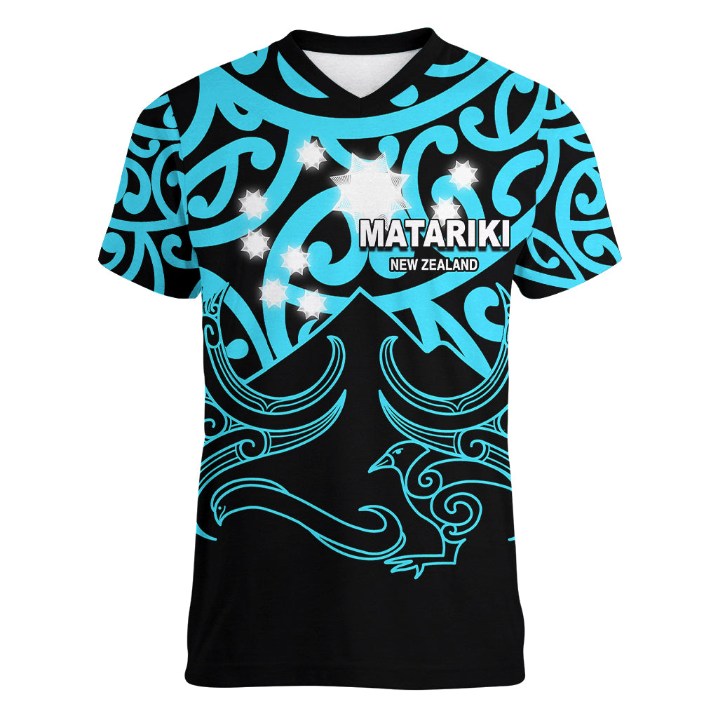 Matariki New Zealand Women V Neck T Shirt Maori New Year Light Blue LT6 - Wonder Print Shop