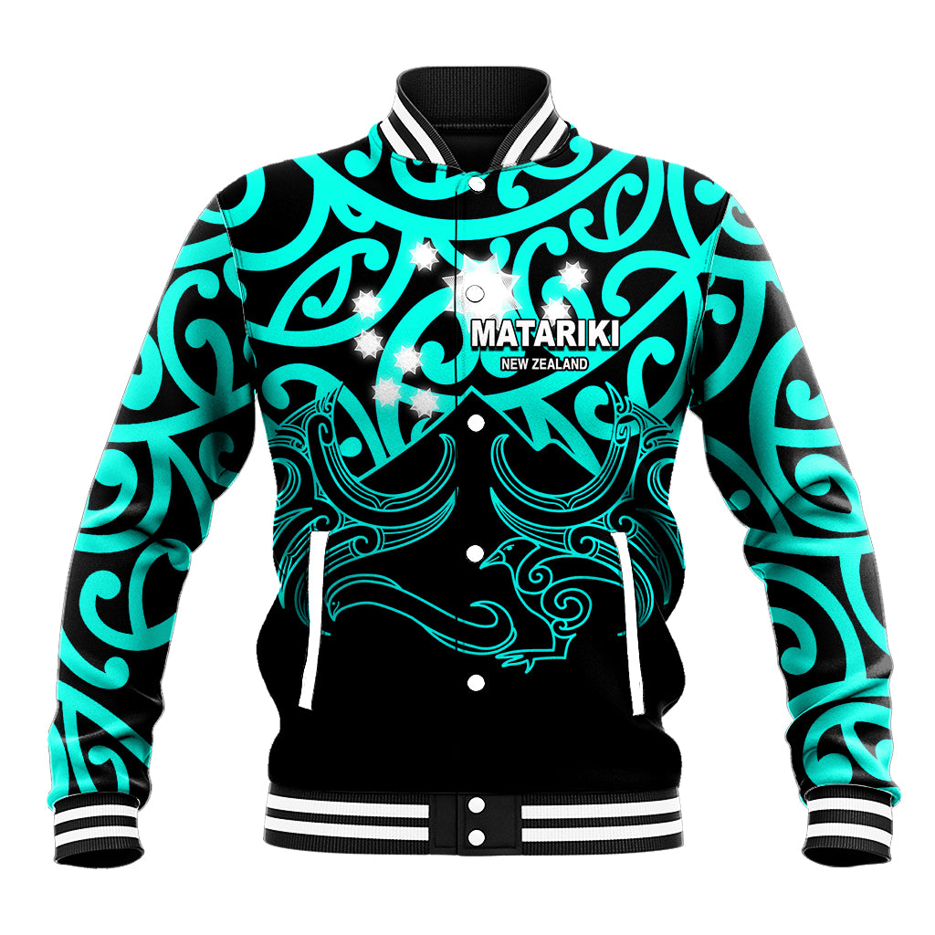 Matariki New Zealand Baseball Jacket Maori New Year Turquoise LT6 - Wonder Print Shop
