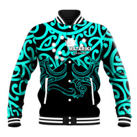 Matariki New Zealand Baseball Jacket Maori New Year Turquoise LT6 - Wonder Print Shop