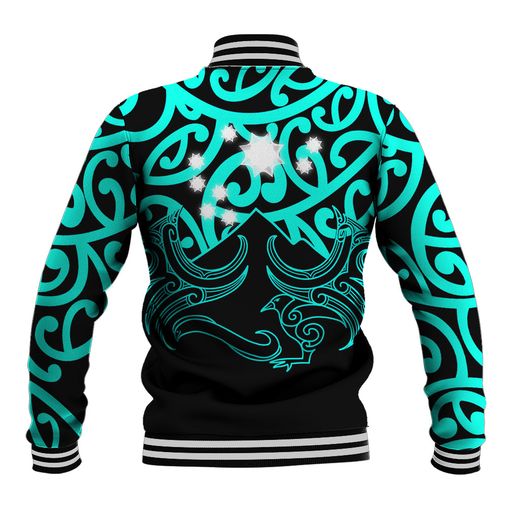 Matariki New Zealand Baseball Jacket Maori New Year Turquoise LT6 - Wonder Print Shop