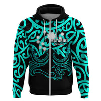 Matariki New Zealand Hoodie Maori New Year Turquoise LT6 - Wonder Print Shop