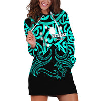Matariki New Zealand Hoodie Dress Maori New Year Turquoise LT6 - Wonder Print Shop