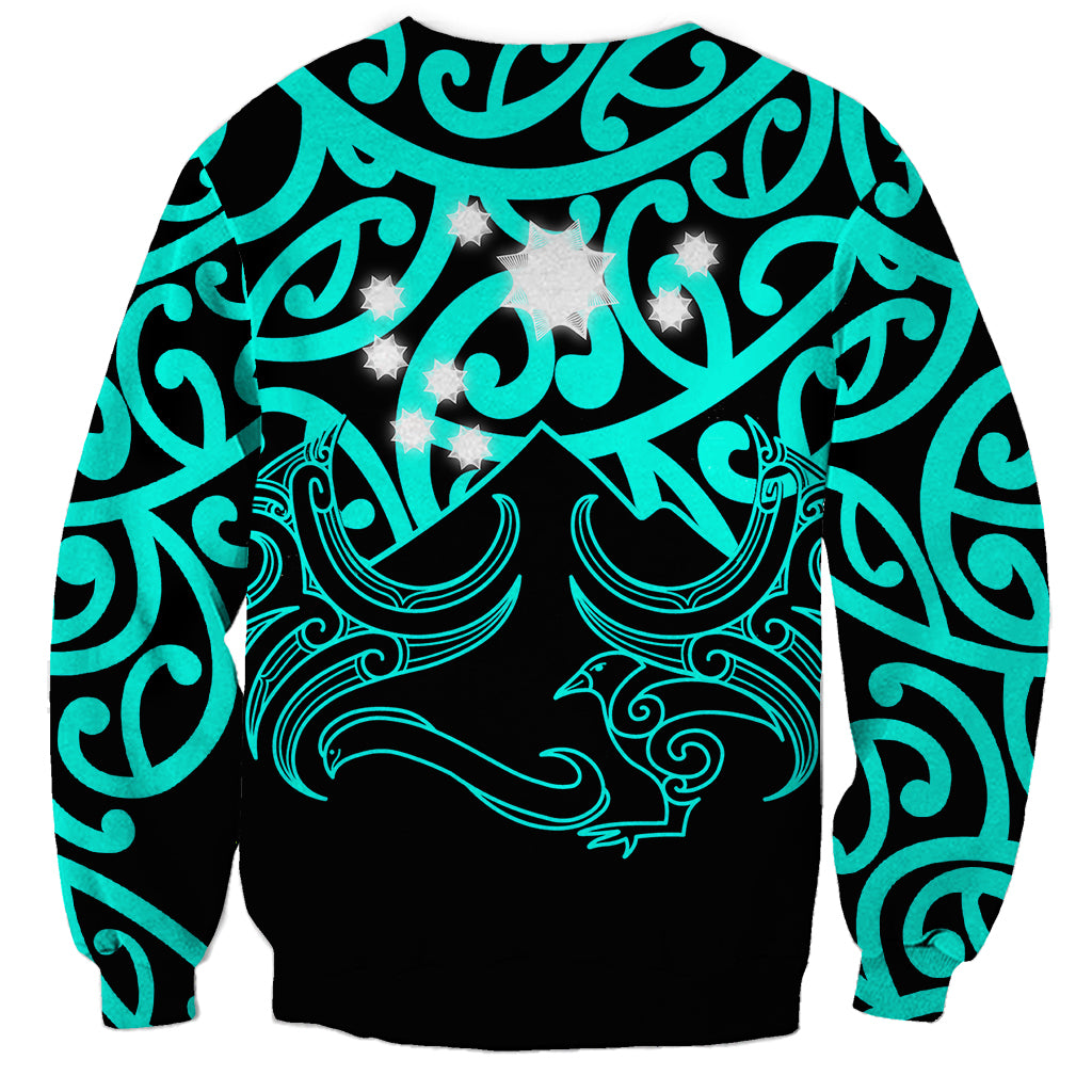 Matariki New Zealand Sweatshirt Maori New Year Turquoise LT6 - Wonder Print Shop